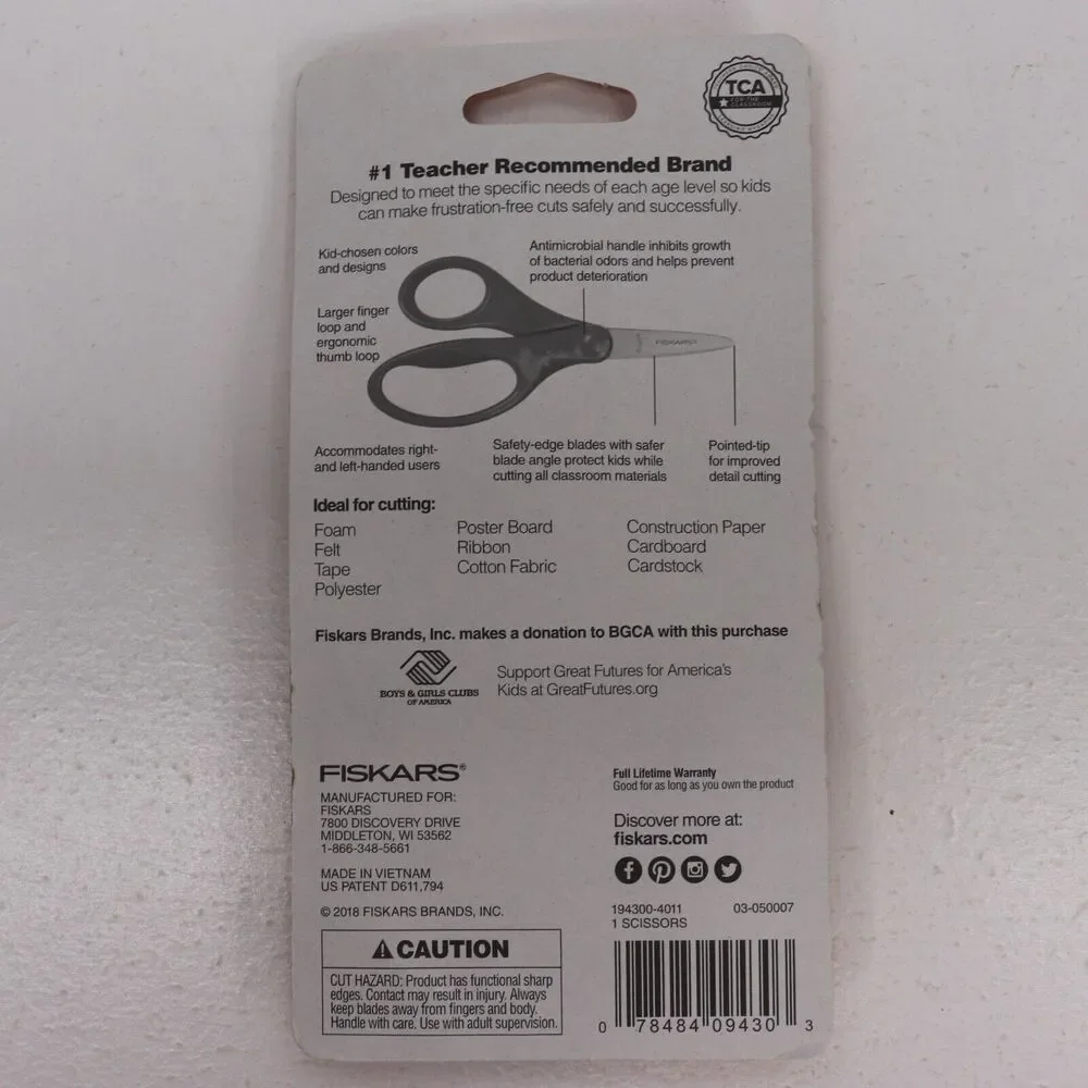 3x Fiskars Kids School Scissors Red Pointed Tip For Both Left And Right Handed